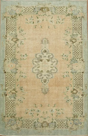 Traditional Floral Vintage Anatolian Turkish Area Rug 6x10