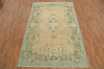 Traditional Floral Vintage Anatolian Turkish Area Rug 6x10