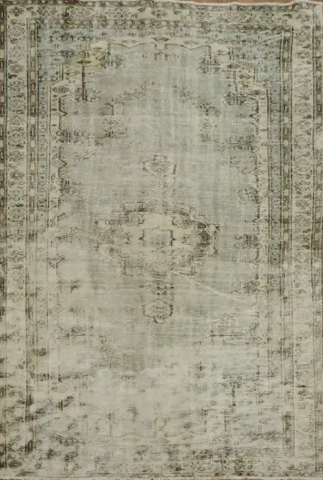 Neutral Toned Distressed Anatolian Turkish Area Rug 6x8