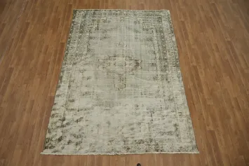 Neutral Toned Distressed Anatolian Turkish Area Rug 6x8