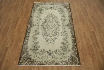 Vintage Beige Anatolian Turkish Rug 4x7