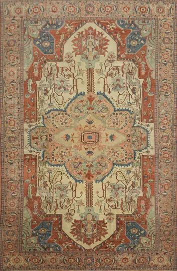 MASTERPIECE Pre-1900 Antique Heriz Serapi Persian Large Rug 11x17