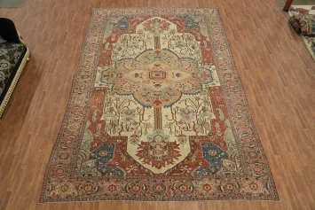 MASTERPIECE Pre-1900 Antique Heriz Serapi Persian Large Rug 11x17