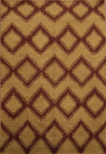 Contemporary Earth Tone Rug Featuring Diamond Motifs 5x7