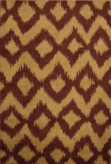 Contemporary Red and Gold Ikat Design Rug for Stylish Interiors 5x8