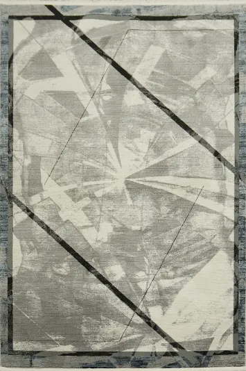 Abstract Geometry Modern Rug with Grey and Black Patterns 5x8