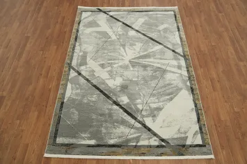 Modern Abstract Pattern Gray Rug with Artistic Geometric Lines 5x8