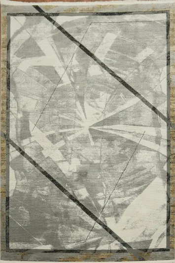 Modern Abstract Pattern Gray Rug with Artistic Geometric Lines 5x8