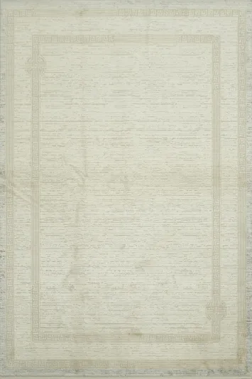 Elegant Cream Rug with Subtle Border Design for Modern Interiors 5x8