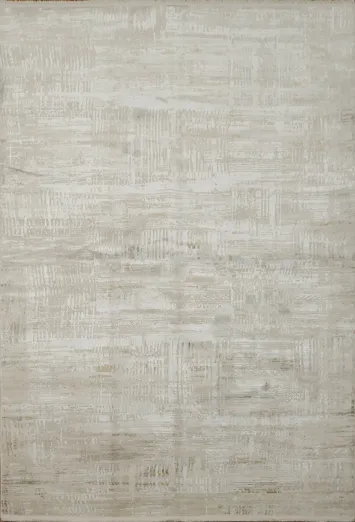 Artistic Distressed Patterned Rug in Beige and White 5x8