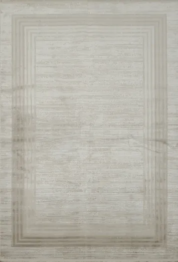 Versatile Beige and Cream Textured Patterned Rug 5x8