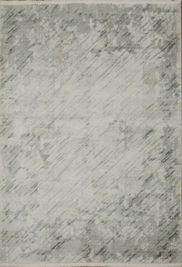 Modern Gray and White Patterns in an Abstract Area Rug 5x8