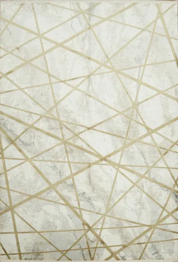 Abstract Beige and Gold Geometric Design Modern Area Rug 5x8