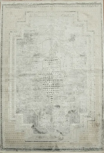 Classic Turkish-Inspired Grey Rug with Stylish Minimalist Detail 5x8