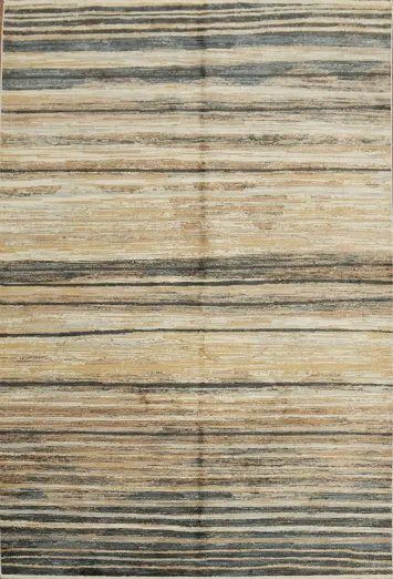 Contemporary Earth-Tone Striped Rug for Modern Interiors 5x8