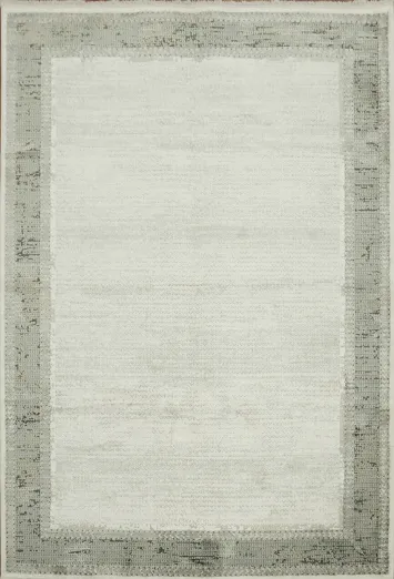Modern Minimalist Area Rug with Distinct Gray Borders 5x8