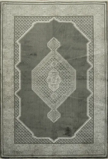 Elegant Gray Geometric Rug with Intricate Pattern Design 5x8