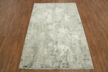 Grey and White Distressed Look Contemporary Rug 5x8