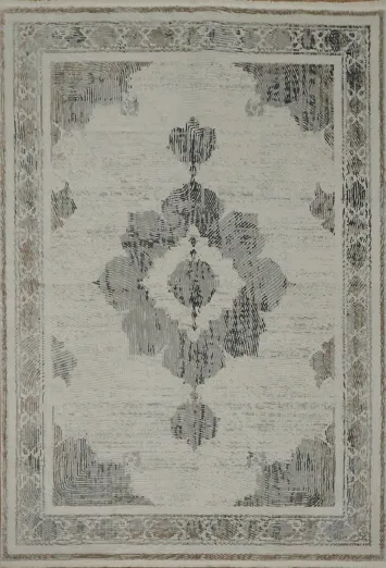 Sophisticated Vintage-Inspired Area Rug with Subtle Greyscale 5x8