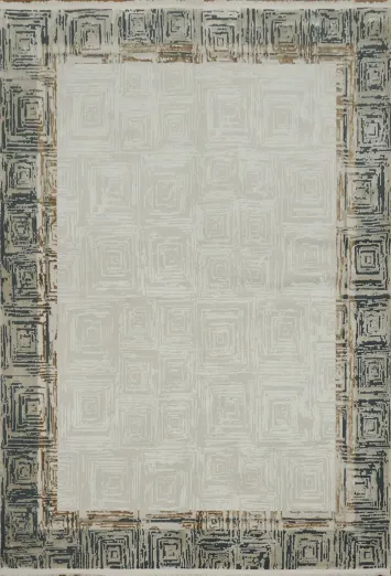 Modern Area Rug Featuring Textured Squares and Contrasting Edges 5x8