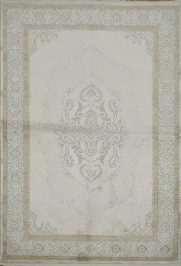 Sophisticated Patterned Beige and Gray Area Rug for Living Room 5x8