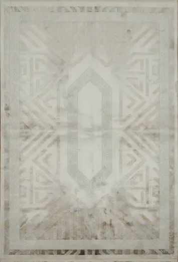 Contemporary Beige and Grey Rug with Intricate Geometric Patterns 5x8