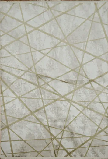 Contemporary Beige and Ivory Rug with Stylish Geometric Patterns 5x8