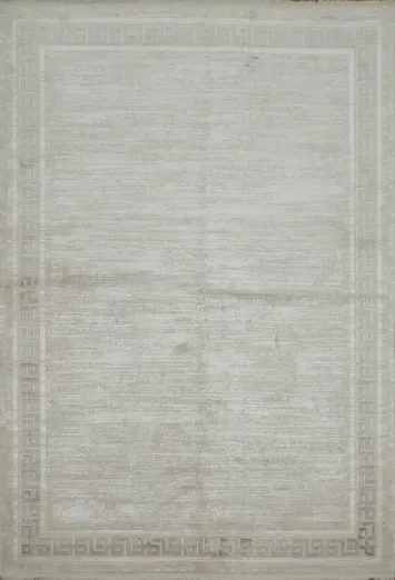 Versatile Soft Beige Area Rug with Decorative Border Patterns 5x8