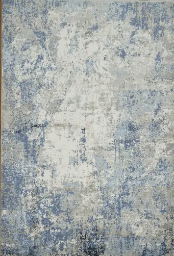 Modern Artistic Rug with Soft Blue and Gray Tones 5x8