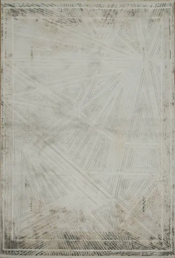 Modern Rug with Abstract Geometric Textures in Neutral Tones 5x8