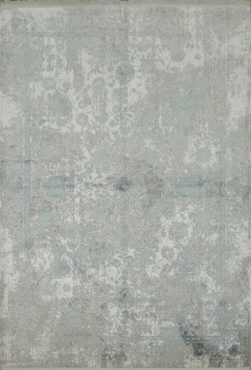Chic Neutral Tones: Gray and Blue Abstract Pattern Rug 5x8