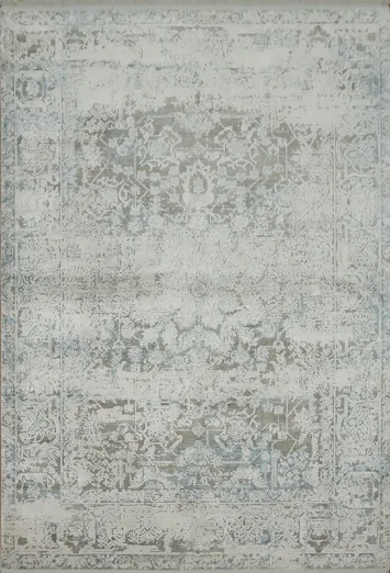 Distressed Persian-Style Rug in Subtle Blue and Gray 5x8