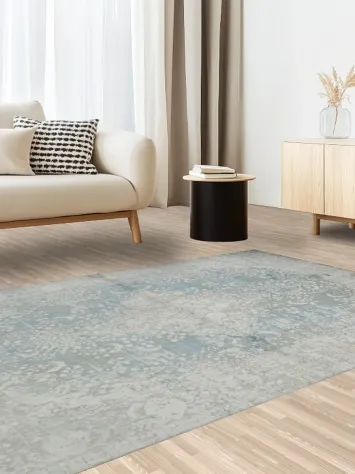 Distressed Blue And Grey Vintage Style Area Rug 5x8