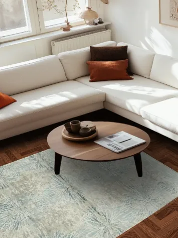 Versatile Blue-Grey Pattern Rug for Modern Homes 5x8