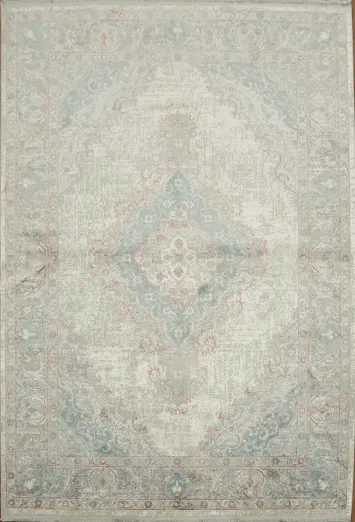 Elegant Vintage Style Rug with Subtle Blue Grey and Beige Patterns 5x8