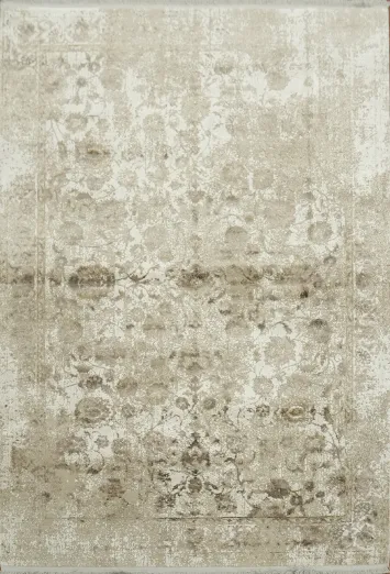 Neutral Toned Beige Rug with Intricate Vintage Designs 5x8