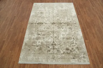 Neutral Toned Beige Rug with Intricate Vintage Designs 5x8