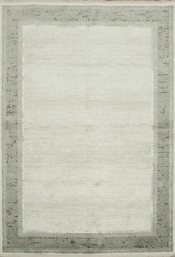 Elegant Gray Border Rug with Subtle Minimalist Design 5x8