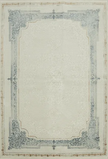 Classic Ivory Rug with Rich Blue Detailing for Luxury Homes 5x8