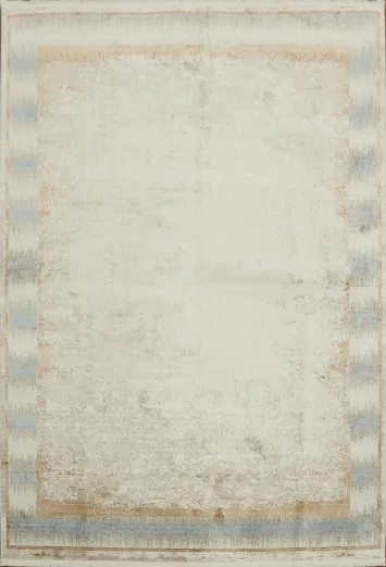 Minimalist Charm: Beige Rug with Subtle Blue Tones 5x8