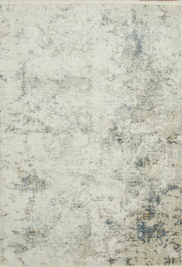 Abstract Distressed Look Rug with Subtle Blue and Grey Textured Design 5x8