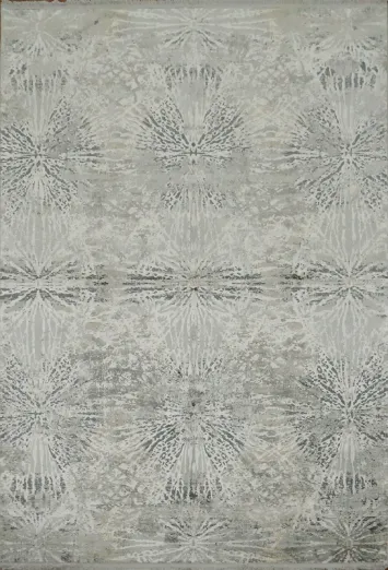 Luxurious Gray and White Abstract Art-Inspired Area Rug 5x8