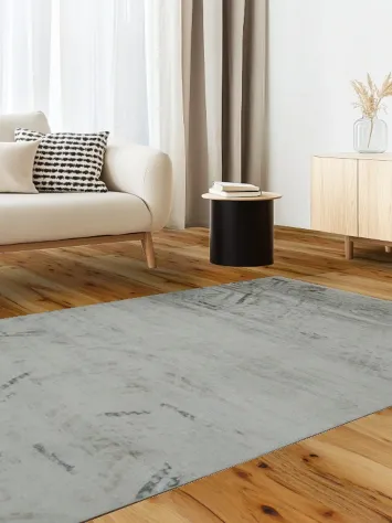 Simple Elegance: Grey Rug with Modern Geometric Touches 5x8