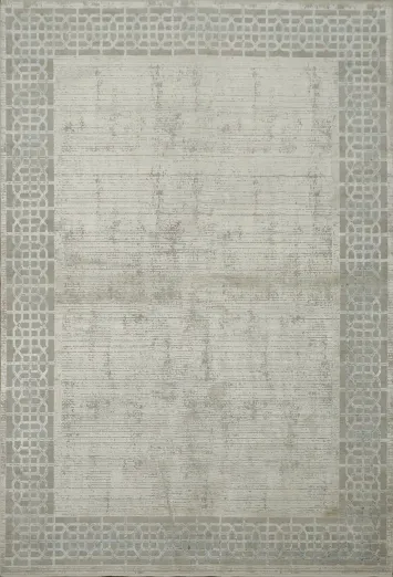 Contemporary Gray Toned Rug with Classic Geometric Edging 5x8
