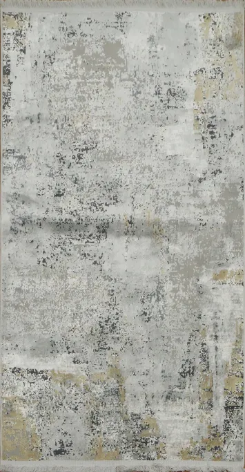 Elegant Gray and Gold Rug with Unique Distressed Pattern Decor 3x5