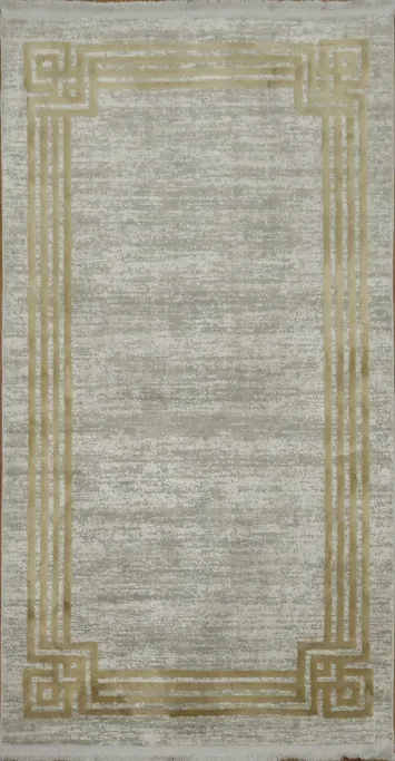 Contemporary Design Gray Rug with Gold Accents for Home Decor 3x5