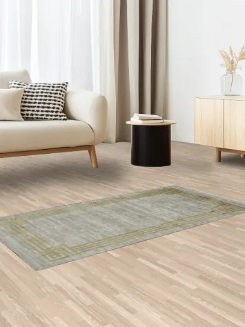 Contemporary Design Gray Rug with Gold Accents for Home Decor 3x5