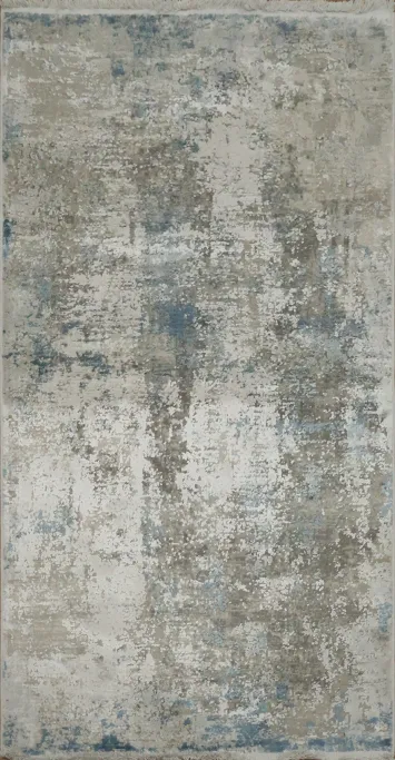 Sophisticated Abstract Rug with Hints of Blue and Natural Shades 3x5