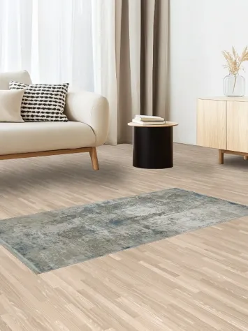 Sophisticated Abstract Rug with Hints of Blue and Natural Shades 3x5