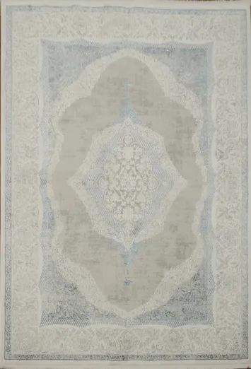Elegant Neutral-Toned Rug with Intricate Patterns and Soft Hues 5x8